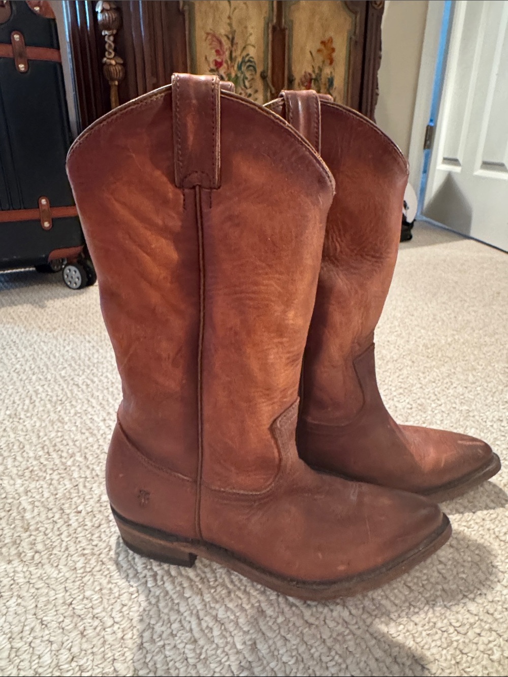 Frye Billy Pull On Brown Leather Boots Size 6 1/2